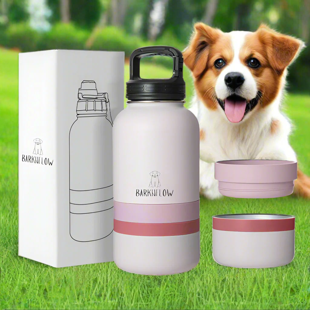 BarkNFlow 3 in 1 Stainless Steel Dog Water Bottle & Feeder